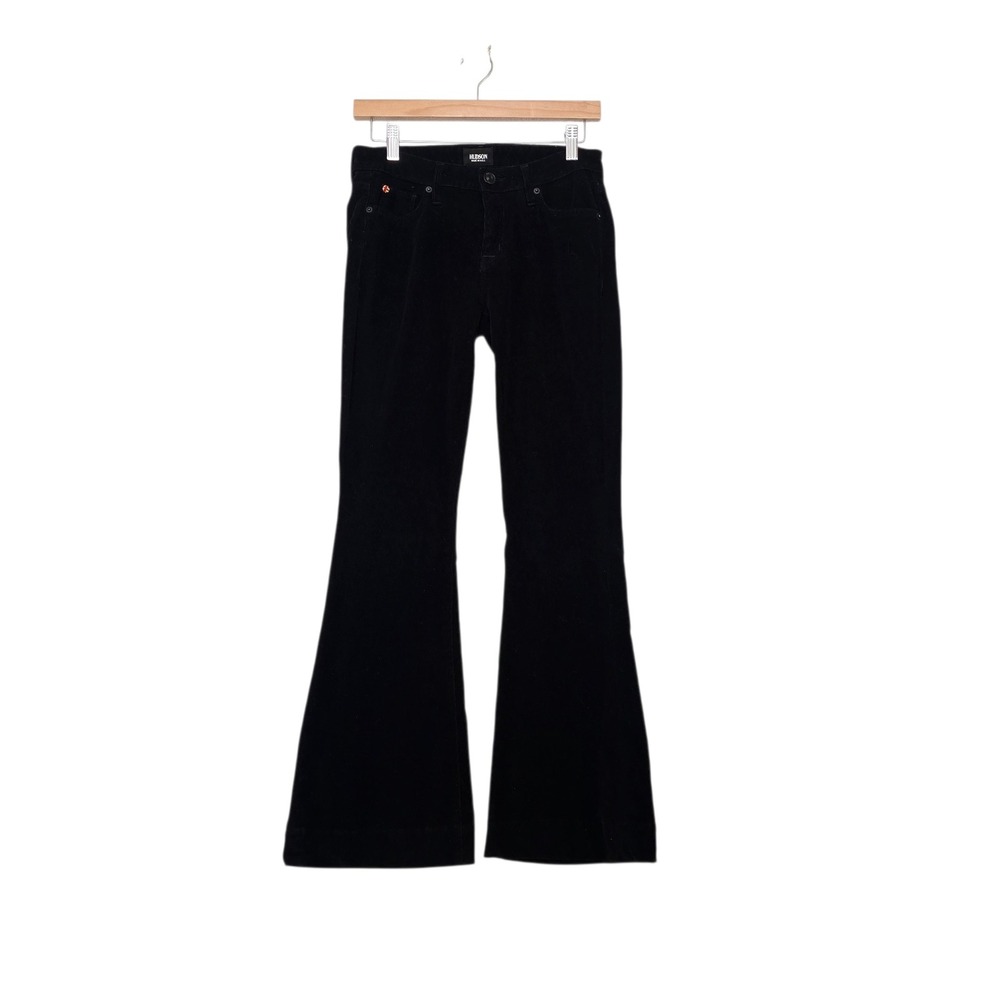 Hudson Black Corduroy Flare Leg Jeans Mid Rise WM508WSC‎ Womens 26 Made in USA